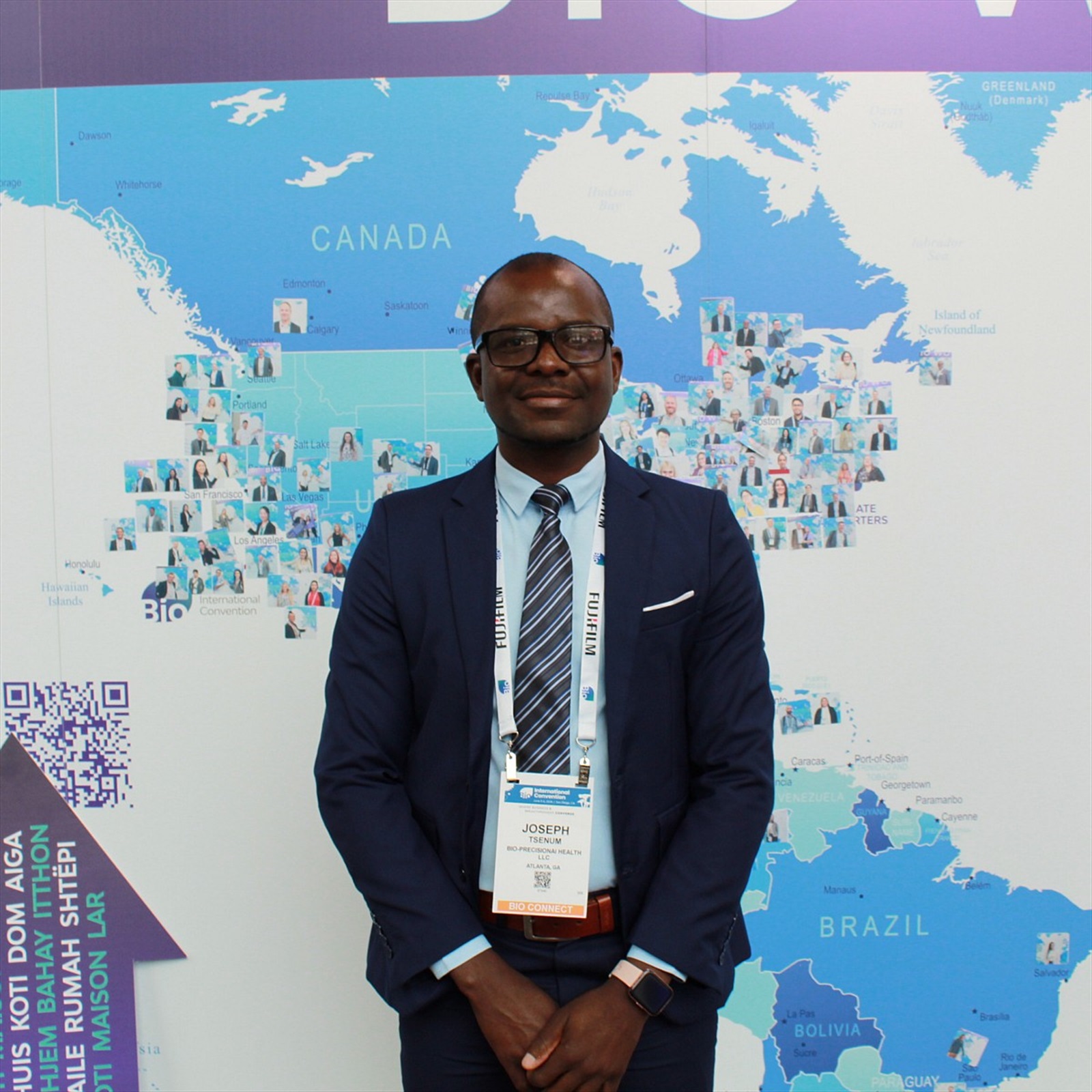 Joseph Tsenum representing Bio-PrecisionAI Health at an international biotech convention